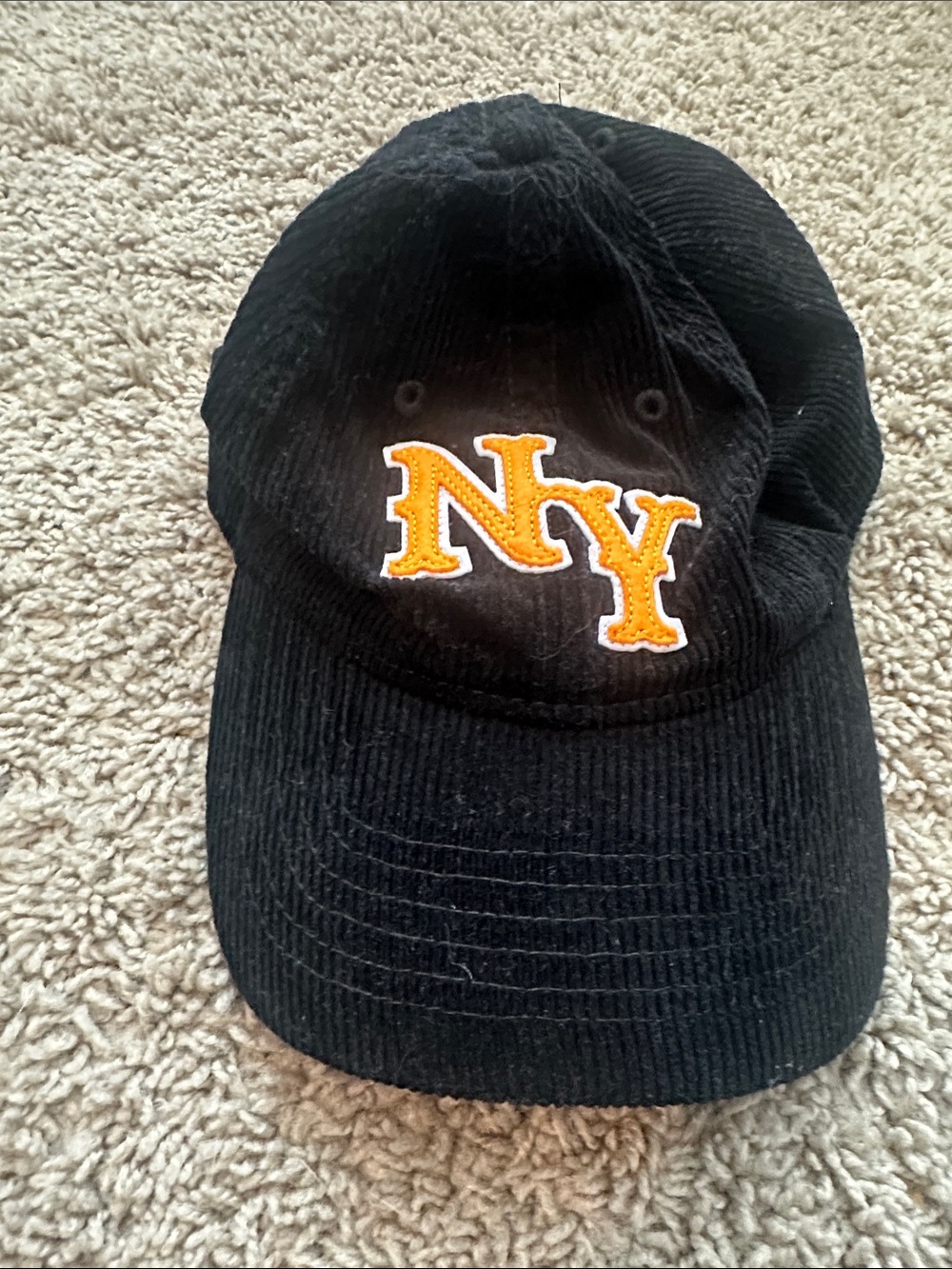 Black Kids Corduroy NY Cap with Yellow Patch
